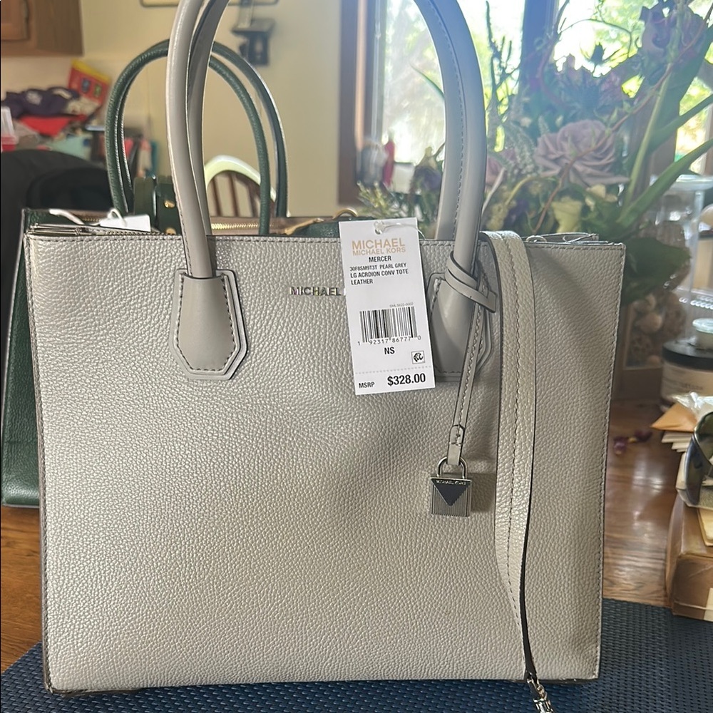 Michael Kors Gray Satchel with Silver Hardware